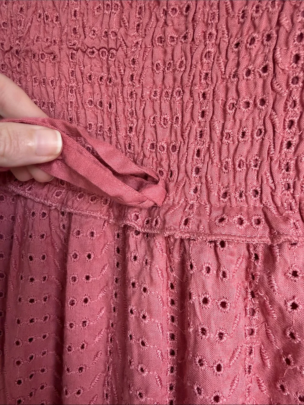 JESSICA SIMPSON Strapless Smocked Maxi Dress in Dusty Rose